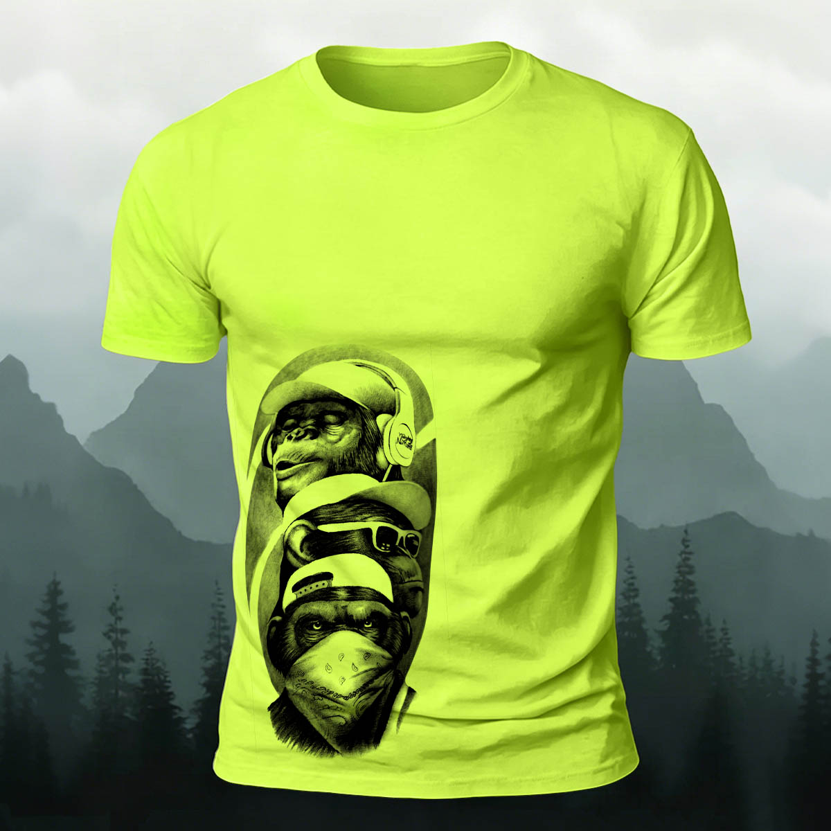 Artistic Gorilla Print Casual 100% Cotton T-Shirt