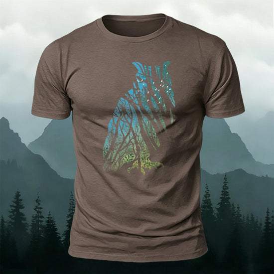 Tech Owl Art Print Casual Cotton T-Shirt CO