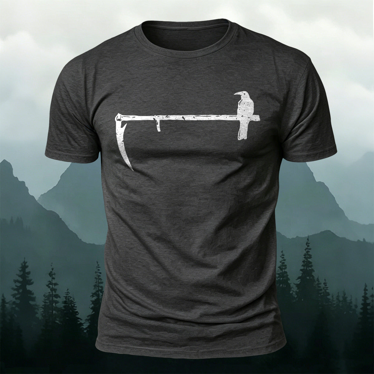 Lonely Bird Standing Scythe Casual Cotton T-Shirt