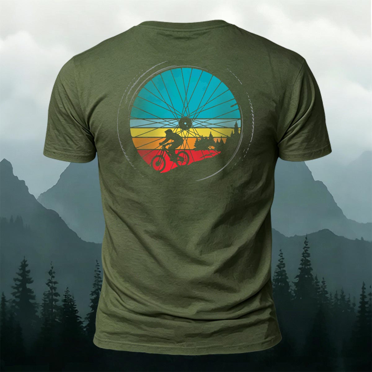 Cycling Wheel Pattern Outdoor Breathable Casual T-shirt AMG