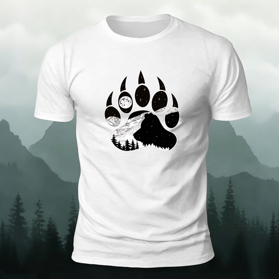 Animal Footprint Outdoor Casual Skin-friendly Tee White