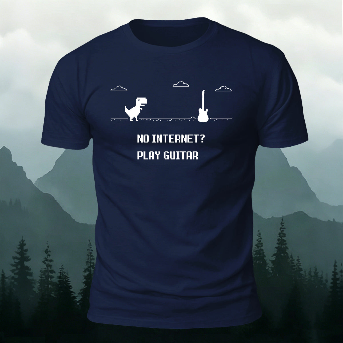 Dinosaur Guitar Creative Print Cotton Outdoor T-Shirt