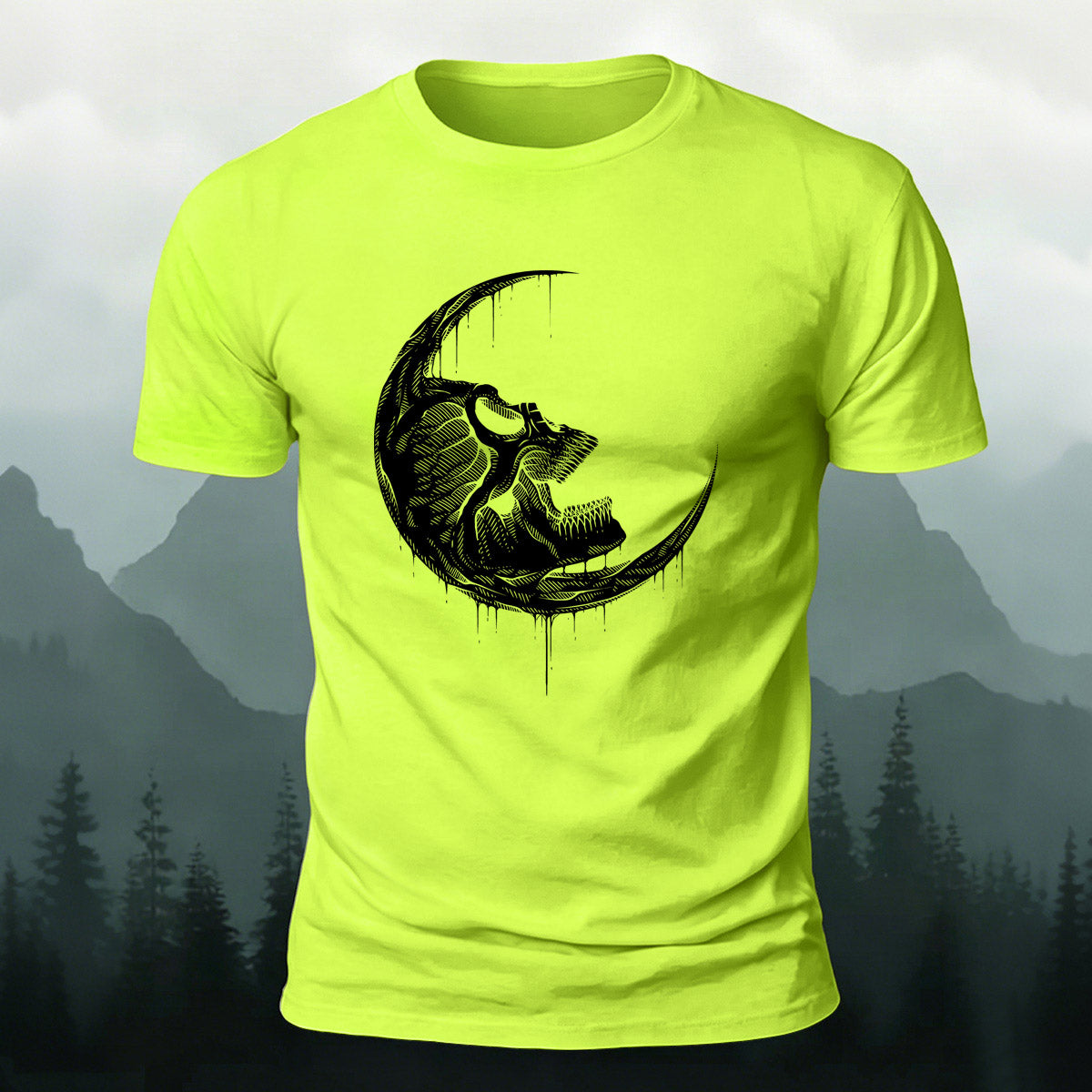 Skull Moon Graphic Trend Premium Cotton T-Shirt NG