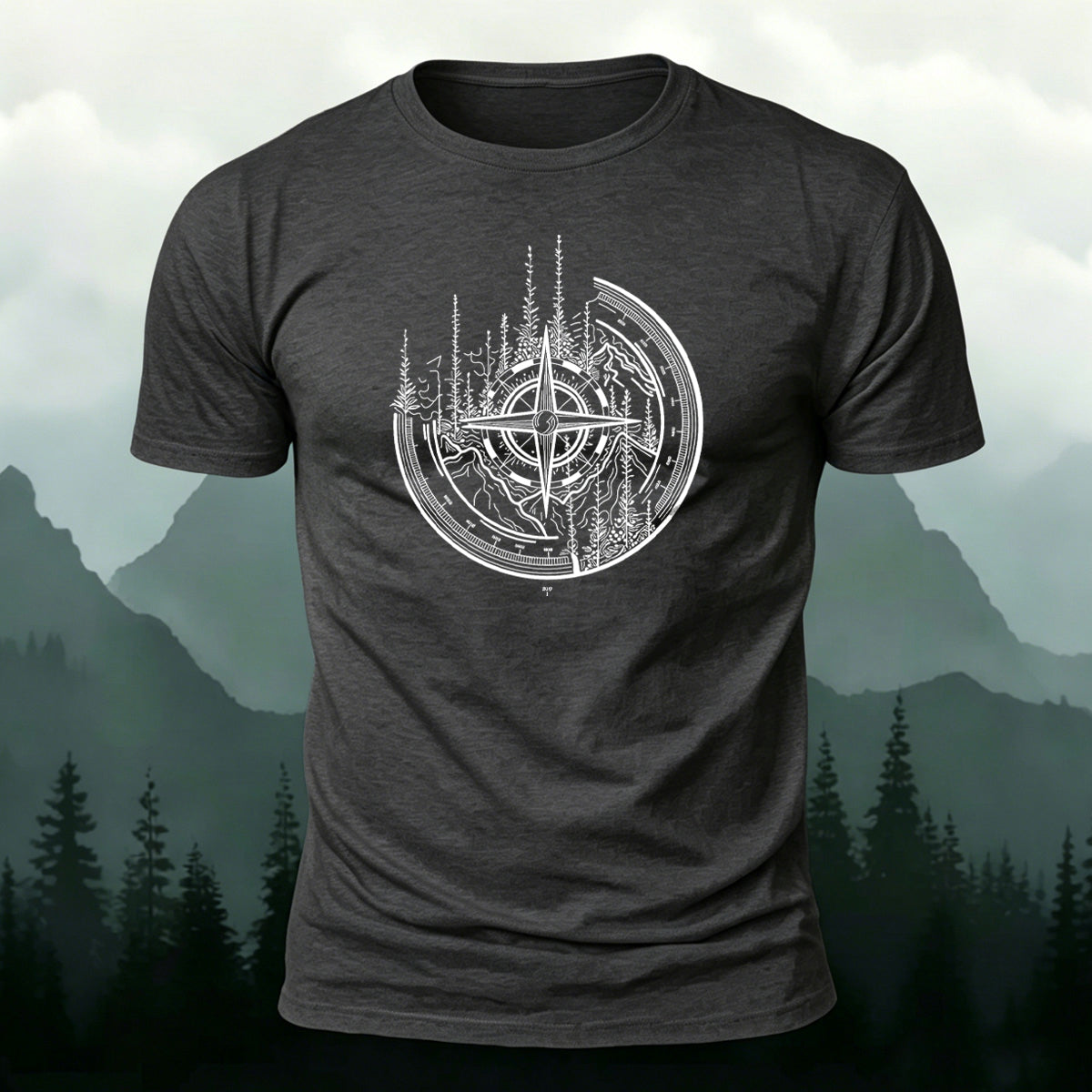 Design-style Pattern Outdoor Trendy Premium Cotton Tee Dark Grey