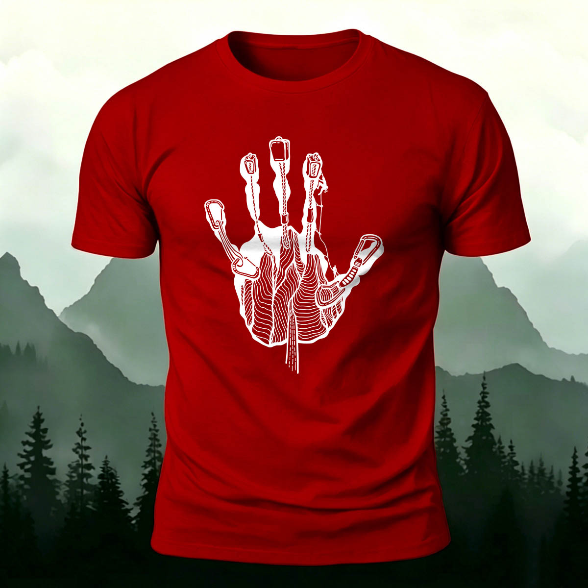 Rock Climbing Handprint Casual 100% Cotton T-Shirt