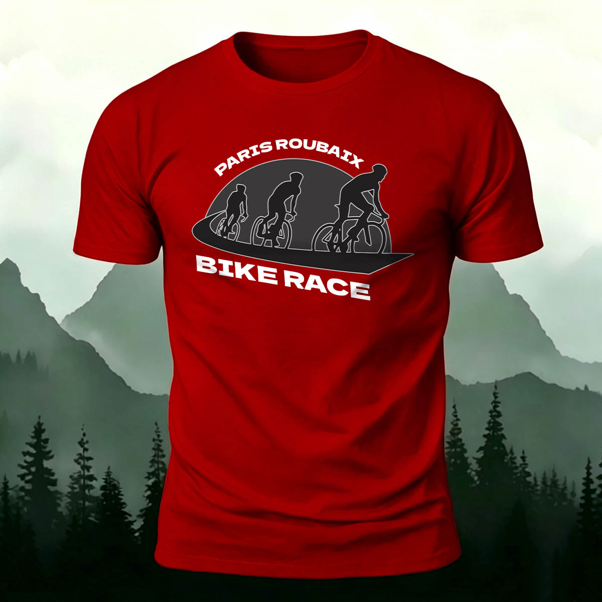 Bike Race Print Casual Versatile Cotton T-Shirt