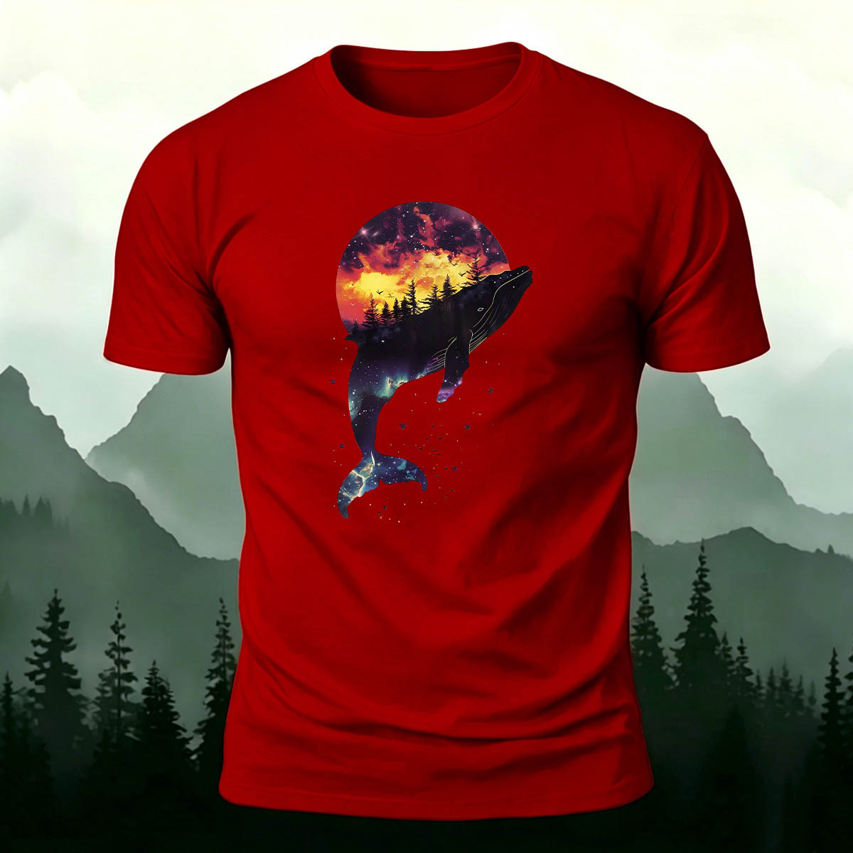Whale Outdoor Scenic Print Casual Breathable T-Shirt