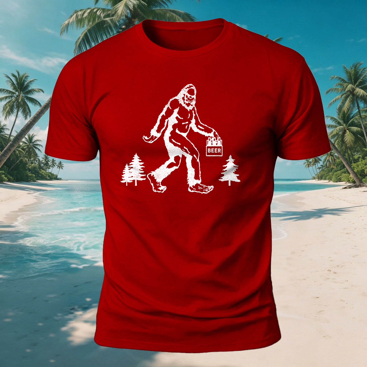 Gorilla Carrying Beer Print Casual Breathable Cotton T-Shirt