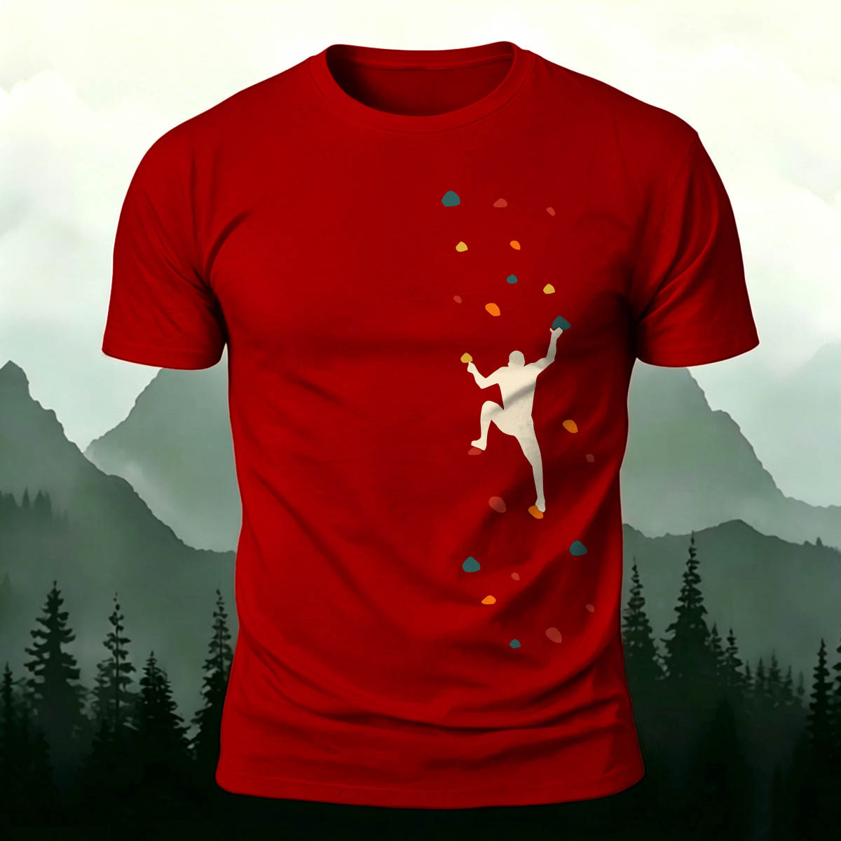 Rock Climbing Print Outdoor Cotton T-Shirt