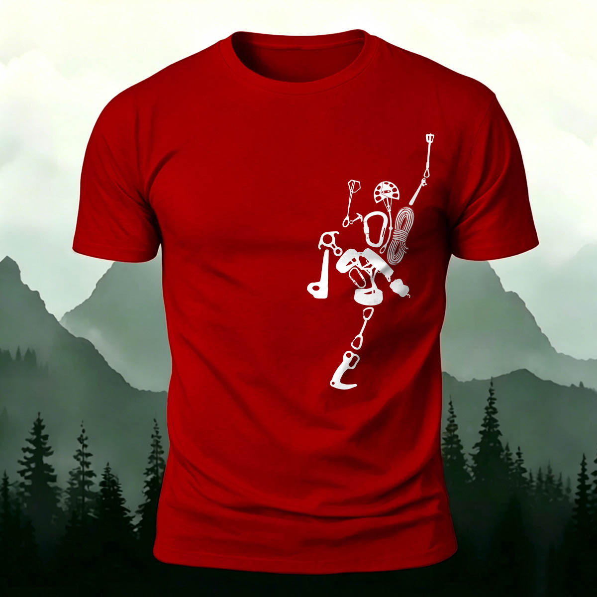Fun Rock Climbing Print Casual Cotton T-Shirt