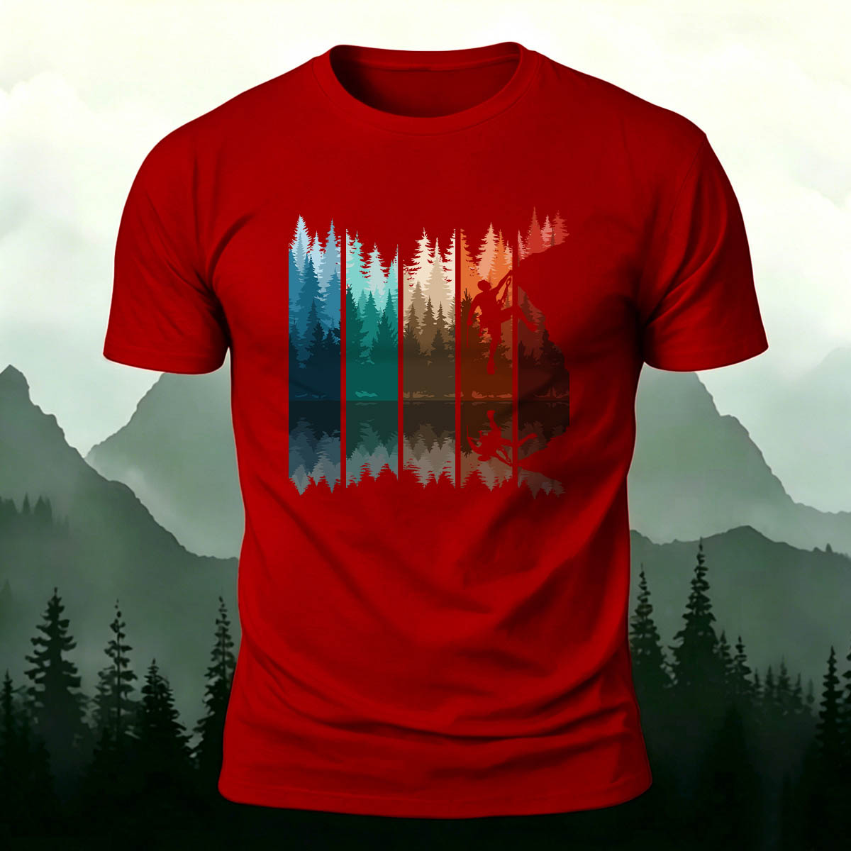 Colorful Adventure Mountain Print Outdoor Cotton T-Shirt
