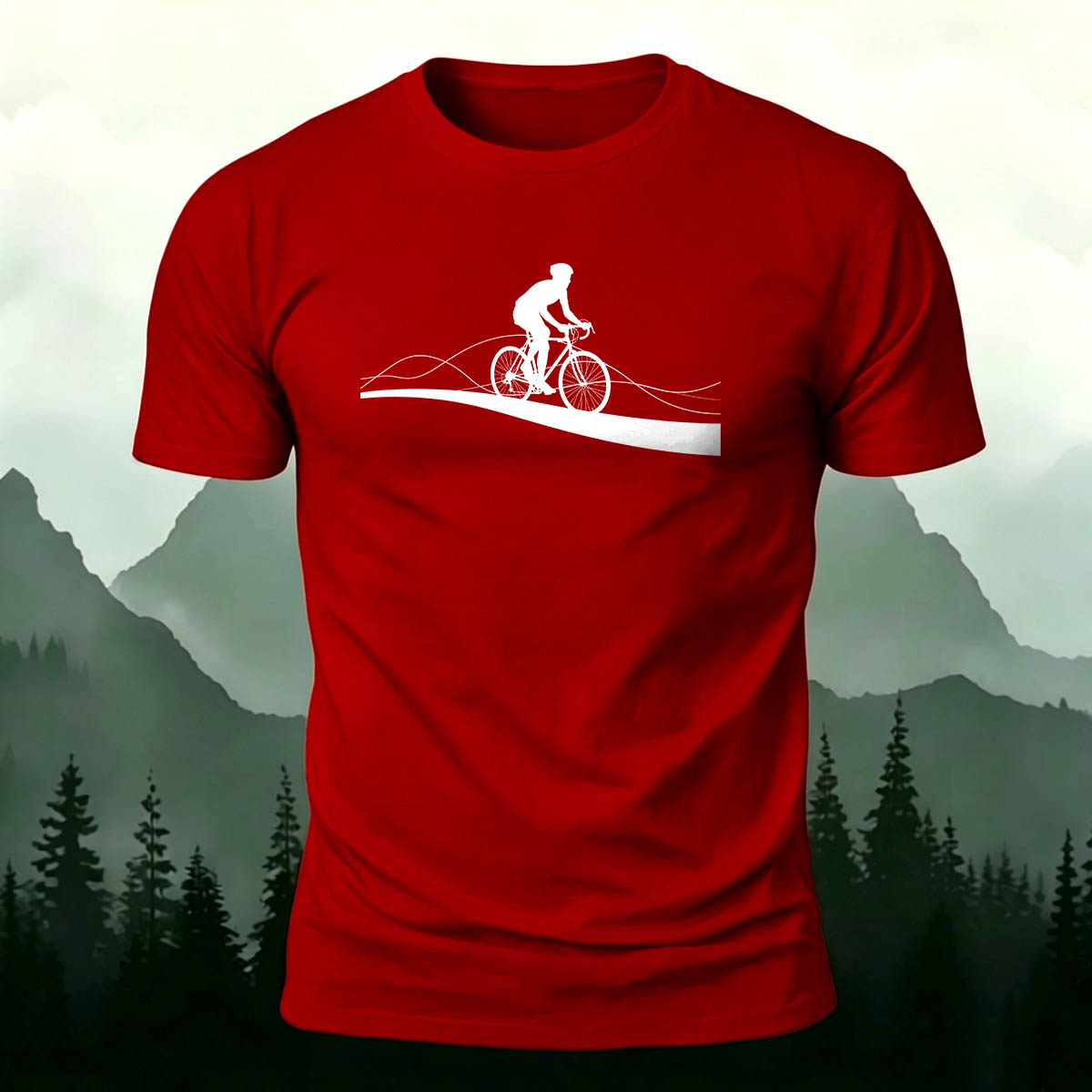 Road Cycling Art Print Comfortable Cotton T-Shirt