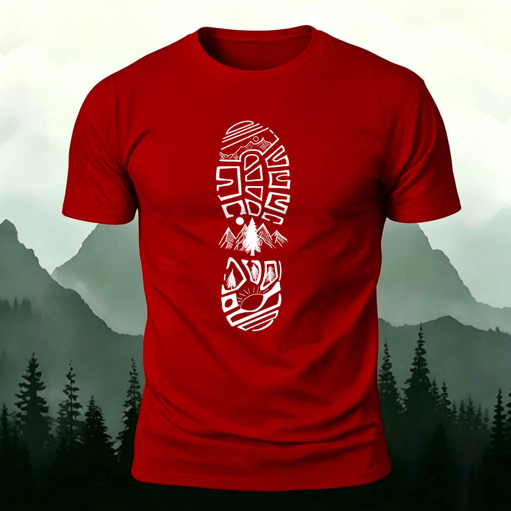 Adventure Snow Footprints Casual Cotton T-Shirt