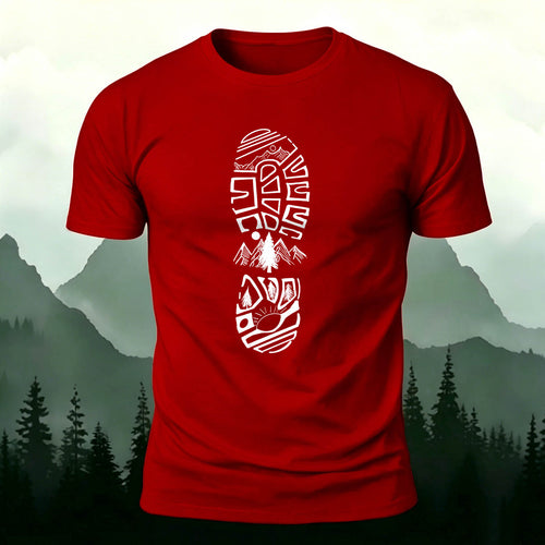 Adventure Snow Footprints Casual Cotton T-Shirt