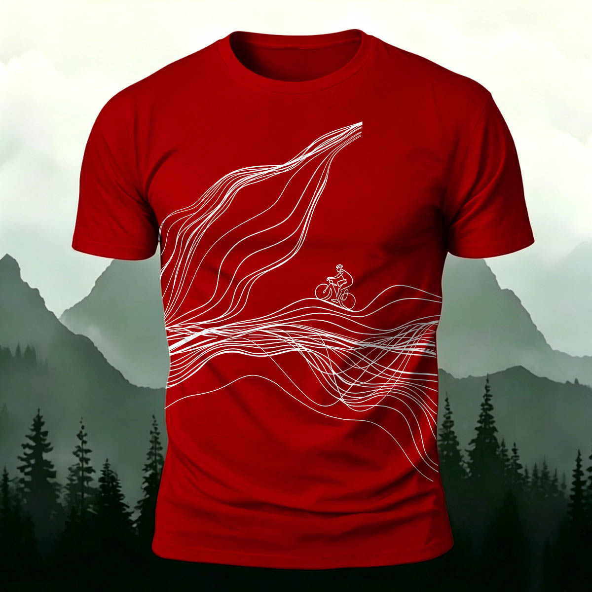 Sublimation  Line Art Cycling Graphic Casual Tee