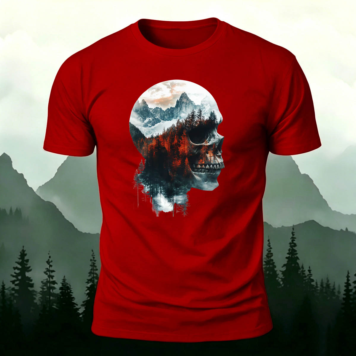 Skull Art Landscape Print Unisex Cotton T-Shirt