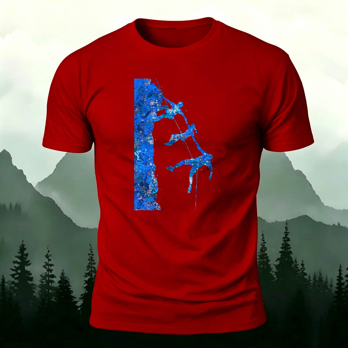 Adventure and Hiking Blue Printed Cotton T-Shirt