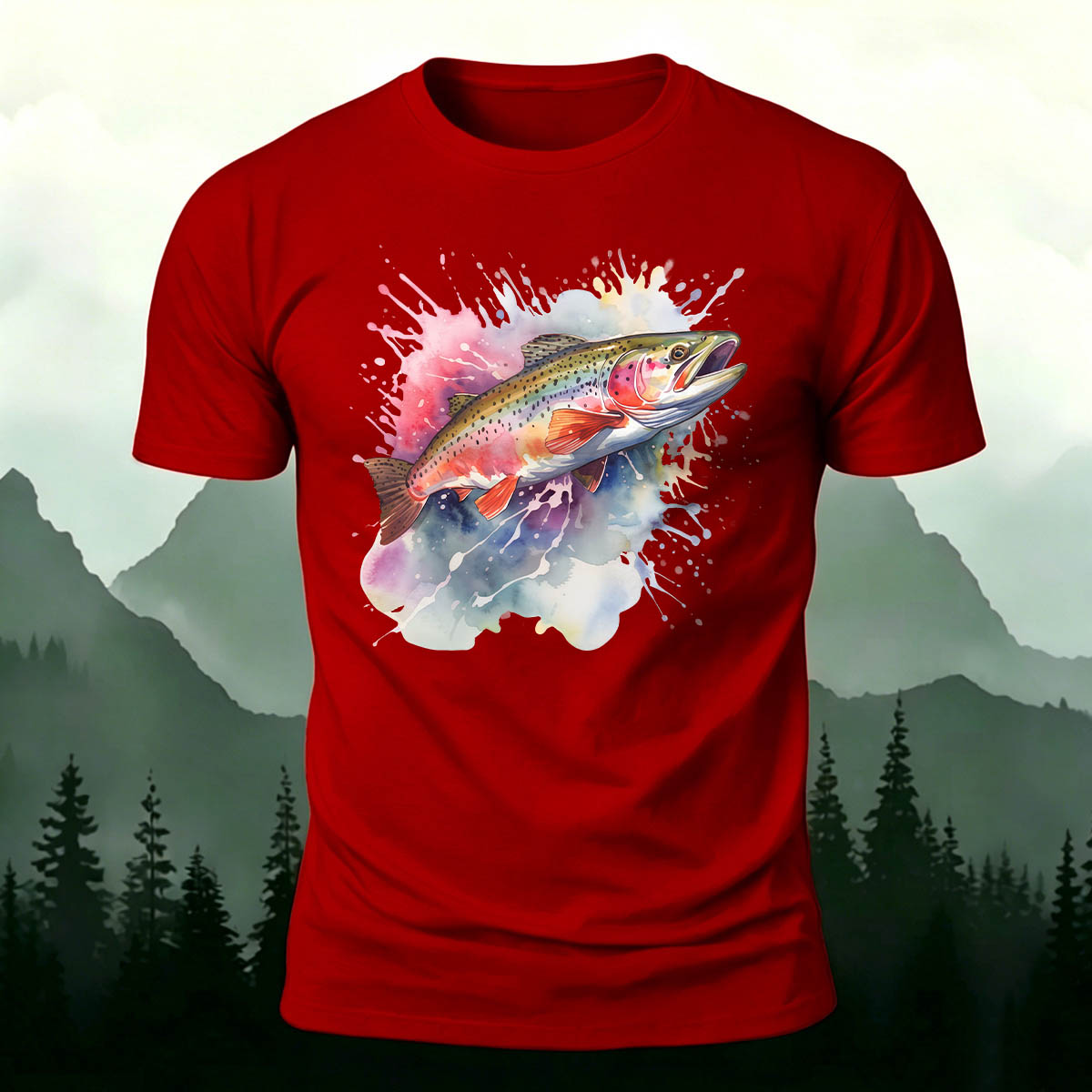 Minimalist Trout Graphic Outdoor 100% Cotton T-Shirt