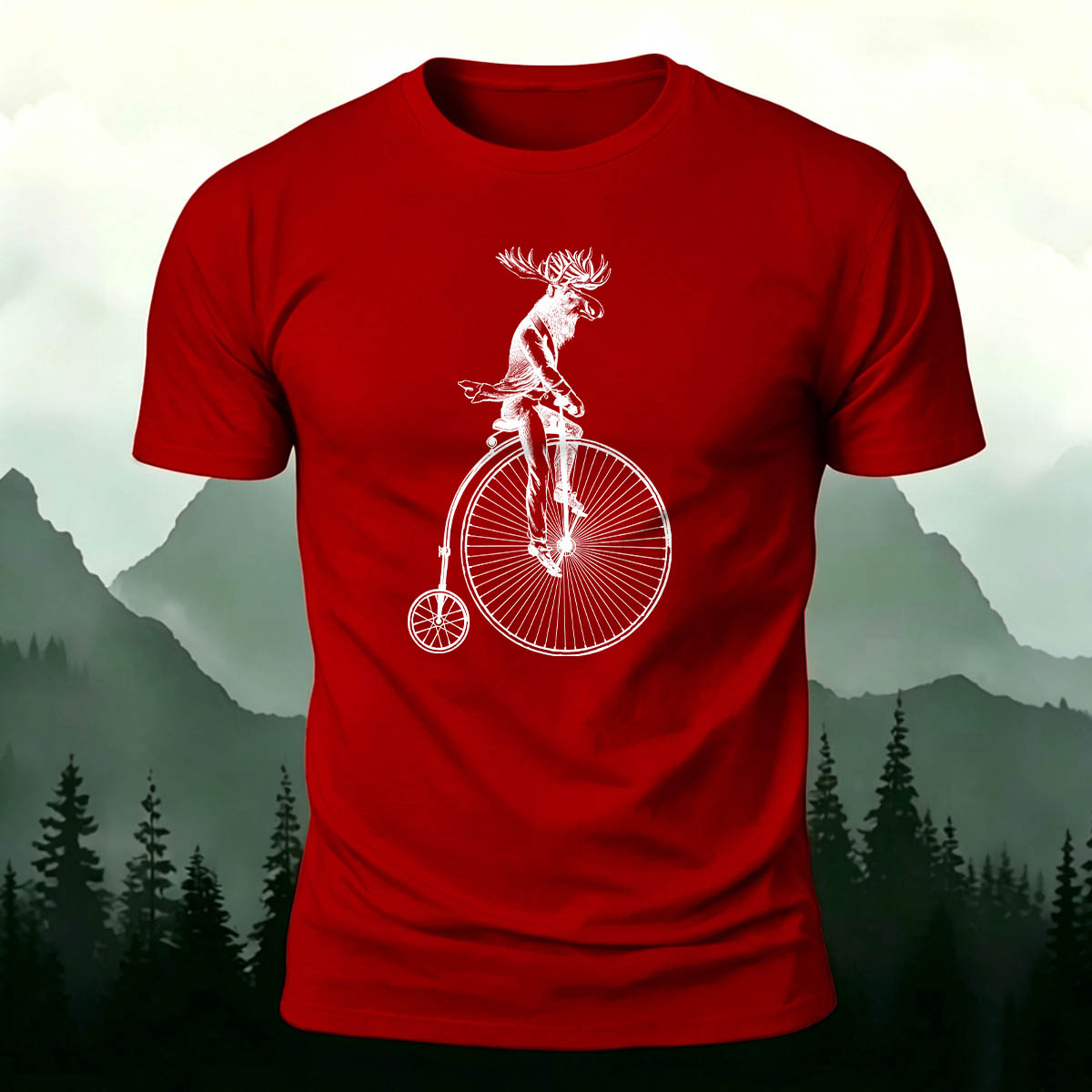 Divine Deer Acrobatic Cycling Print Casual Cotton T-Shirt
