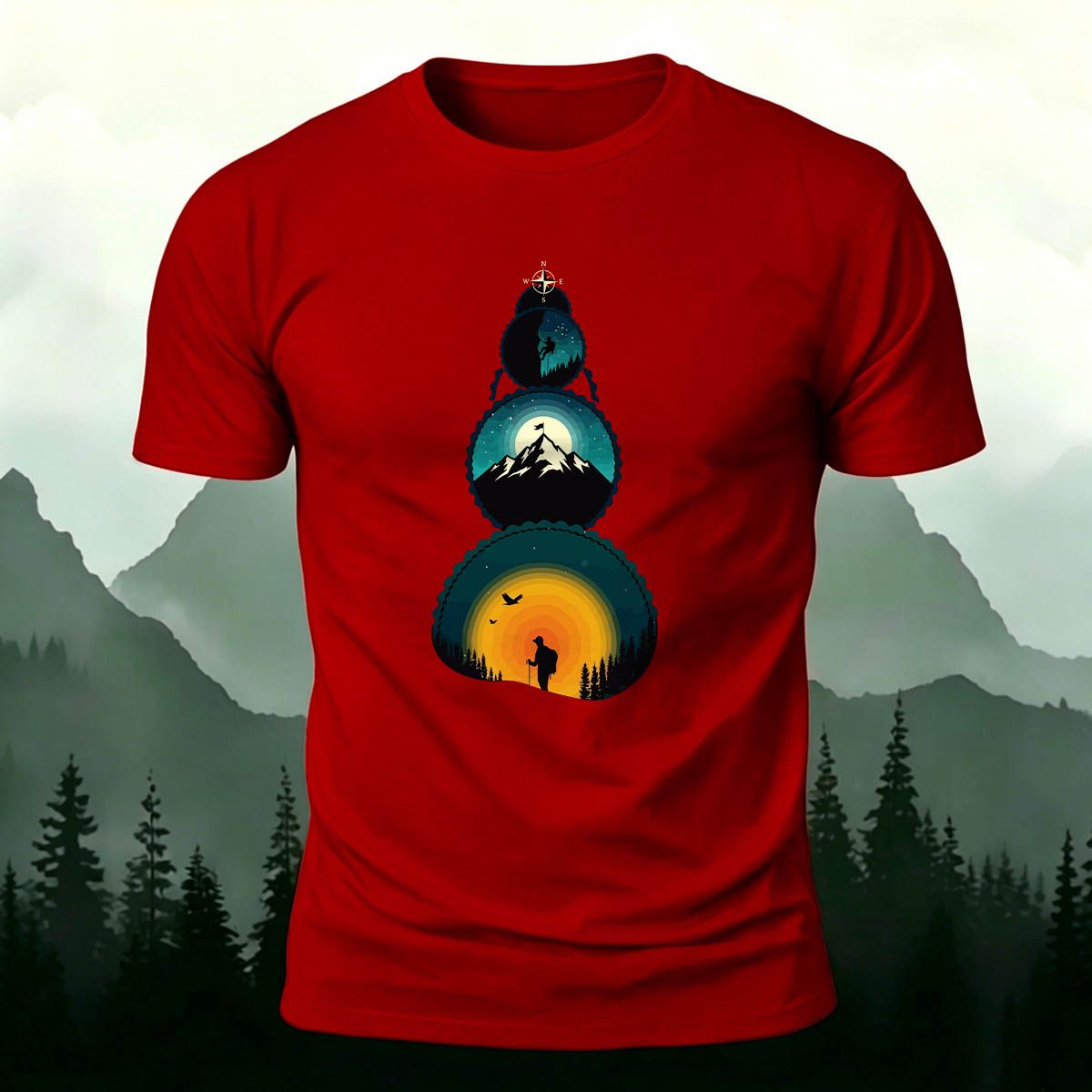 Art of the Snow-Capped Peaks Printed Casual Cotton Tee