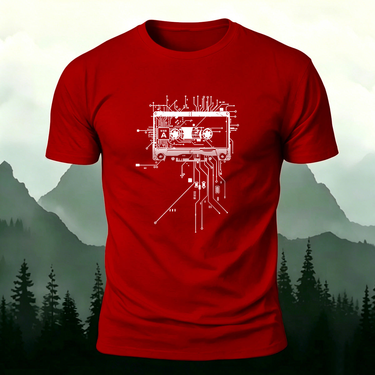 Minimalist Equipment Wiring Print Premium Cotton T-Shirt