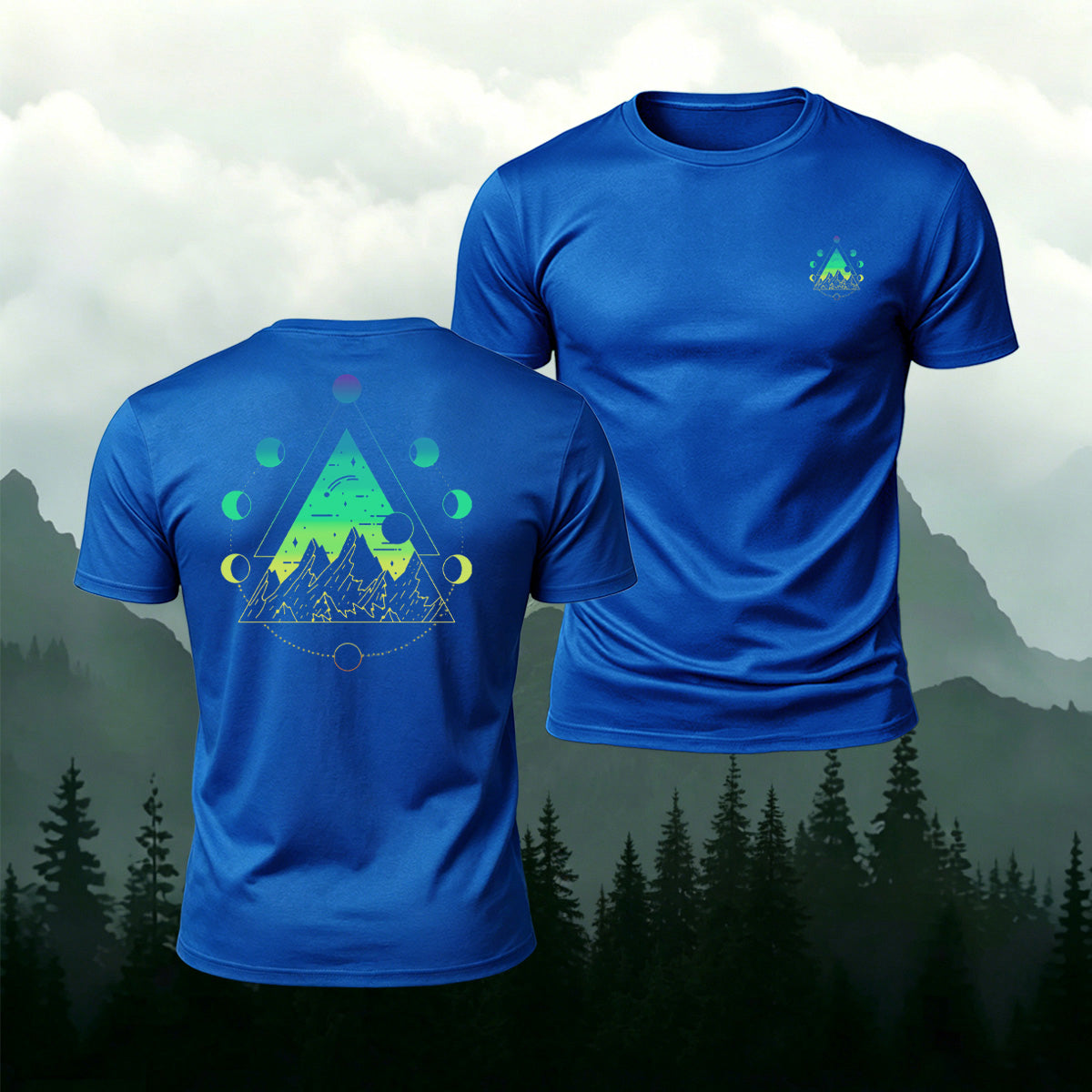 Artistic Pattern Trendy Premium Cotton Casual T-Shirt Blue