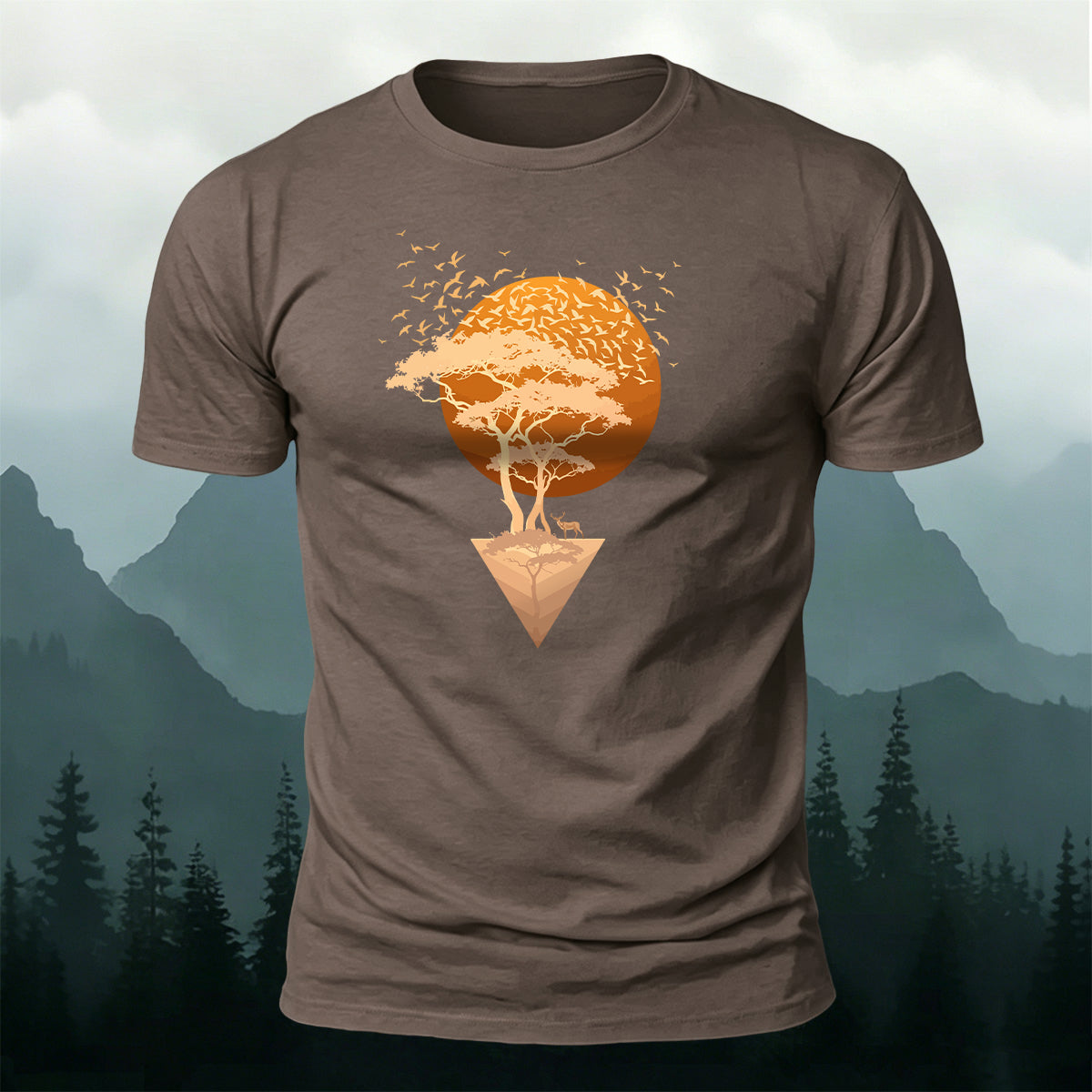 Sunset Forest 100% Cotton Casual T-Shirt