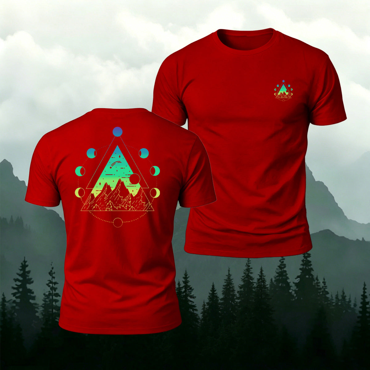 Artistic Pattern Trendy Premium Cotton Casual T-Shirt Red