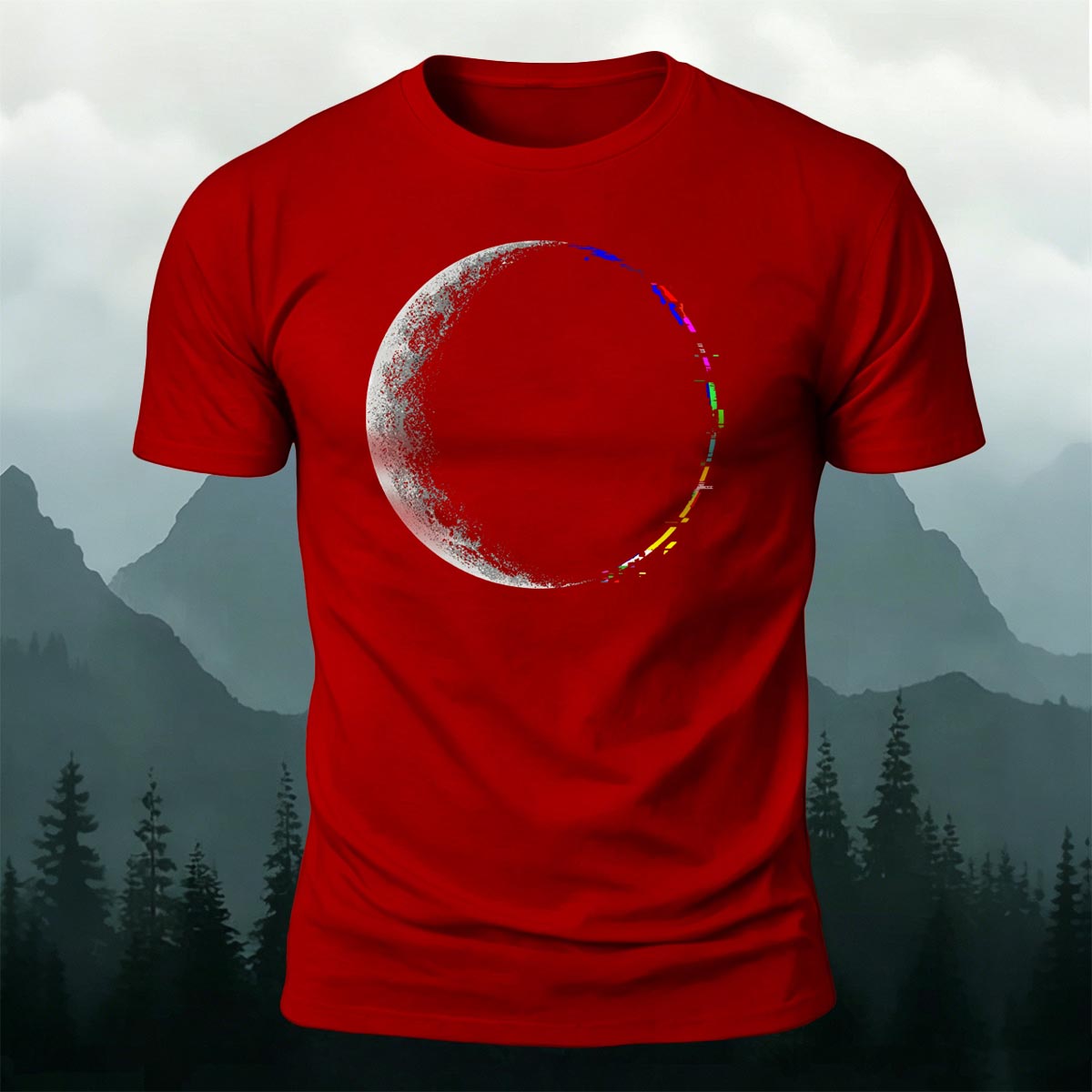 Lunar Eclipse Fashion Print Casual Cotton T-Shirt
