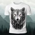 Dark Forest Wolf King Printed Casual Cotton T-Shirt White