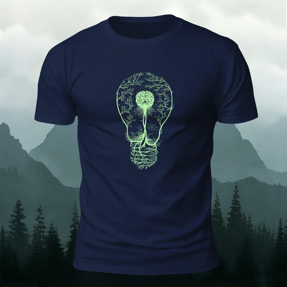 Light Bulb Brain Illustration Design 100% Cotton T-Shirt