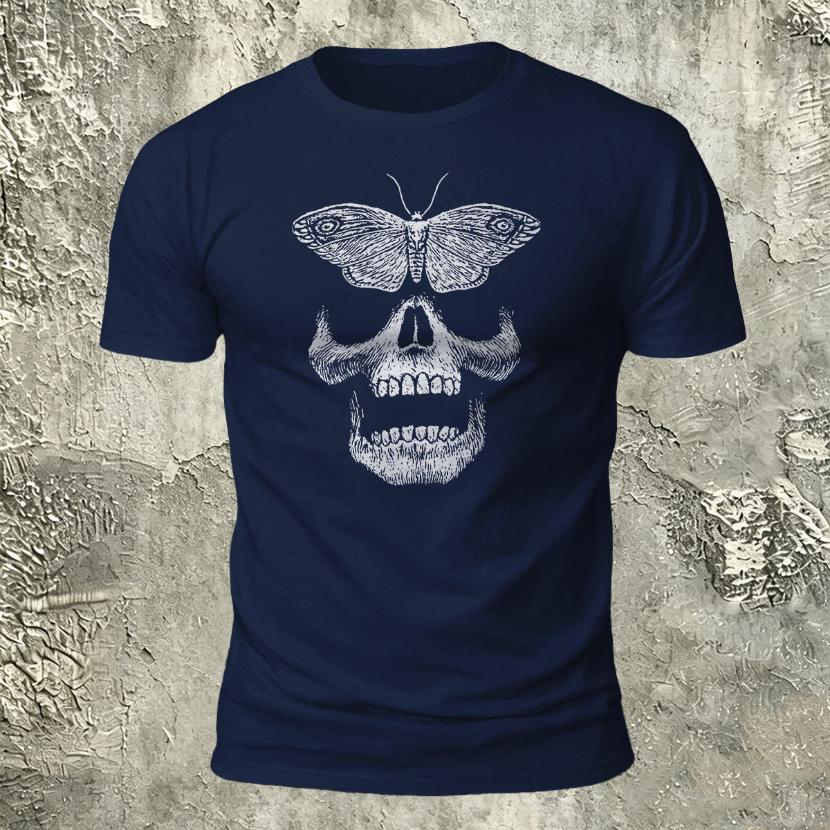 Vintage Butterfly Skull Print Casual Cotton T-Shirt
