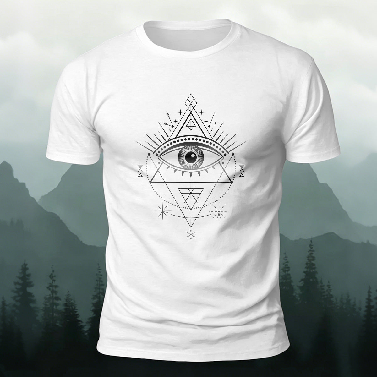 Eye Geometric Simple Casual Breathable T-shirt