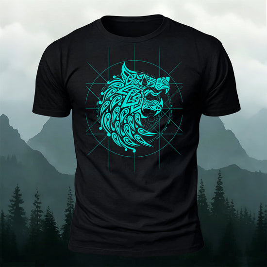 Viking Fenrir Wolf Premium Cotton Casual T-Shirt Black