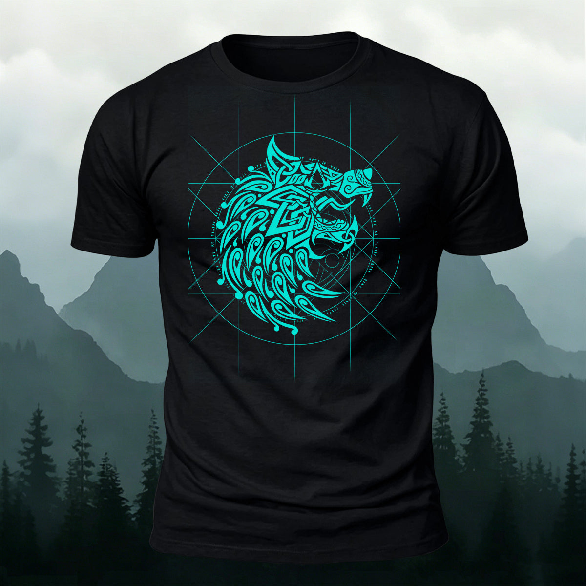 Viking Fenrir Wolf Premium Cotton Casual T-Shirt Black