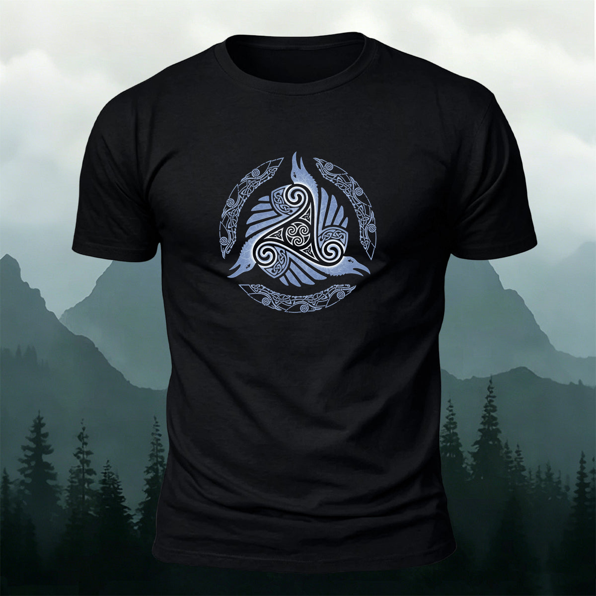 Viking Totem Print Casual Cotton T-Shirt