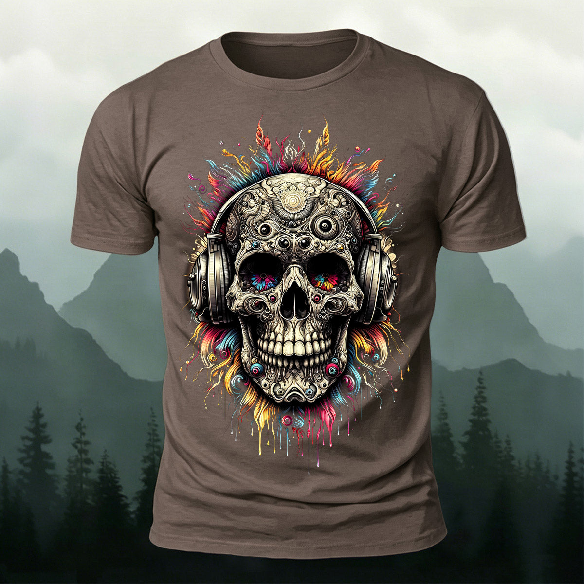 Music Skeleton Print Casual Skin-Friendly T-Shirt