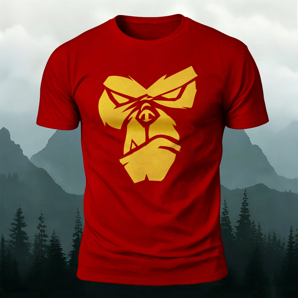 Cool Gorilla Face Print Casual Cotton T-Shirt