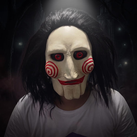 Latex Wigged Saw Horror Mask