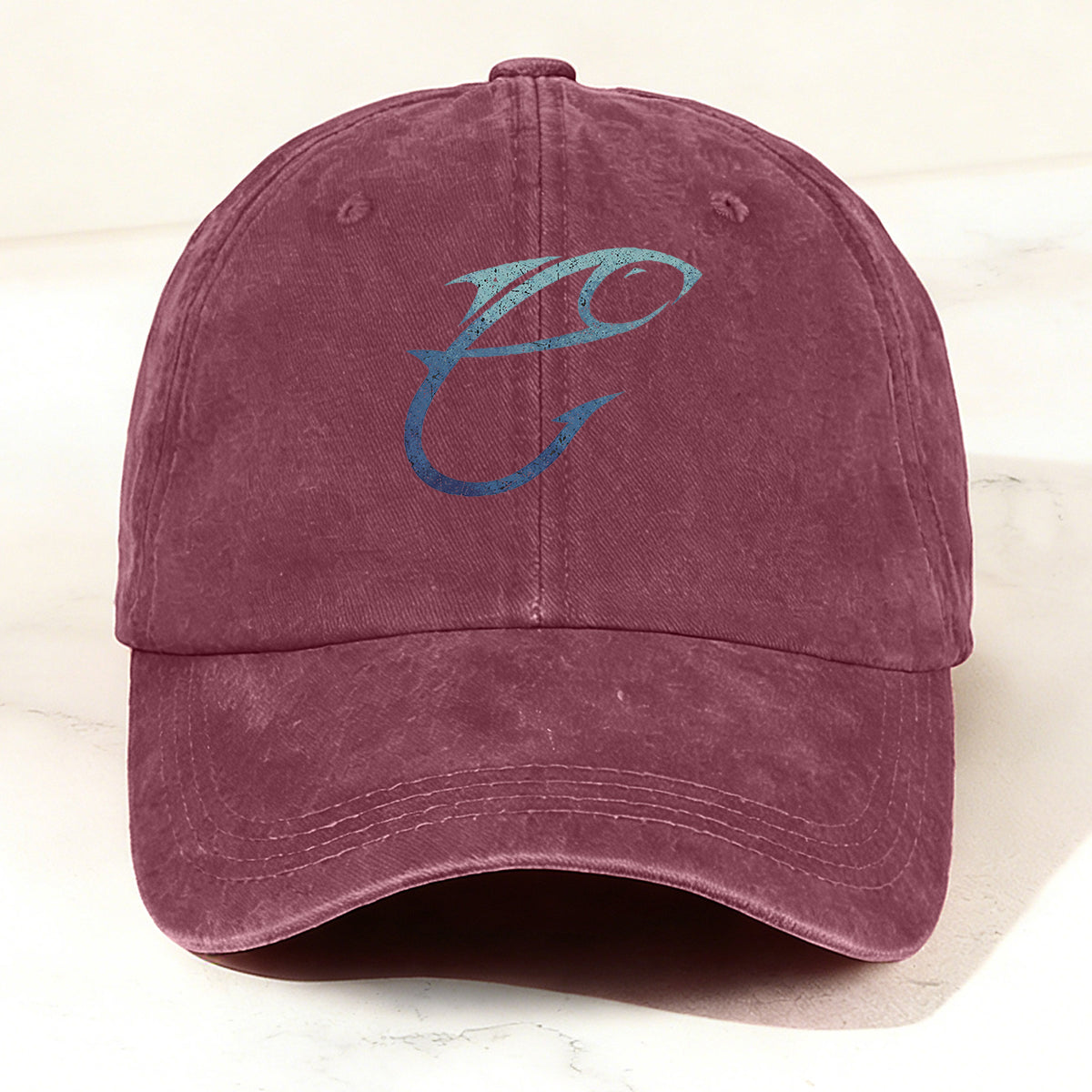 Minimalist and Creative Fishing-Themed Casual Washed Duck Bill Cap