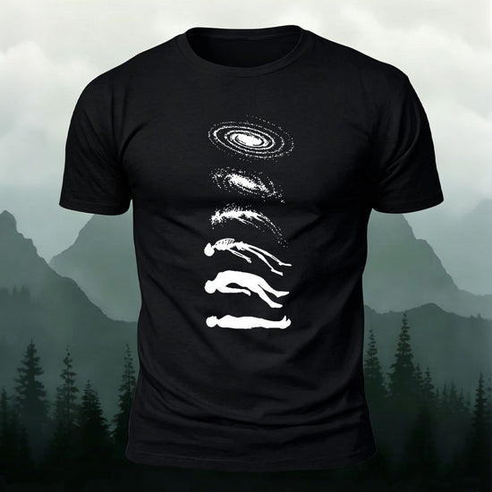 Artistic Pattern Mountain-style Casual Skin-friendly T-shirt Black