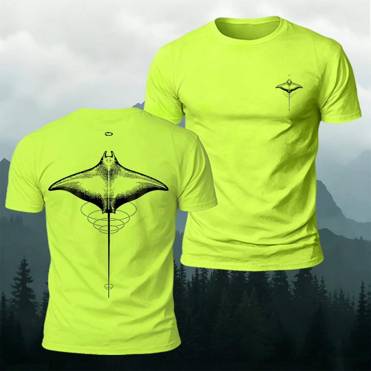 Minimalist Manta Ray Pattern Premium Cotton T-Shirt