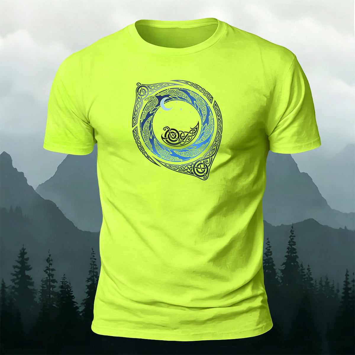 Spiral Mythical Totem Print Casual Cotton T-Shirt