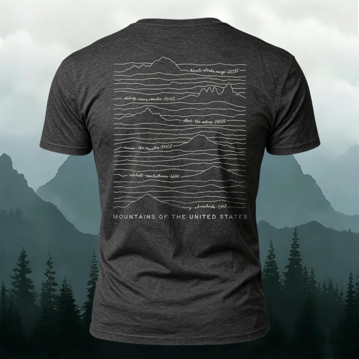 Mountain Print on the Back Relaxed-Fit Cotton T-Shirt