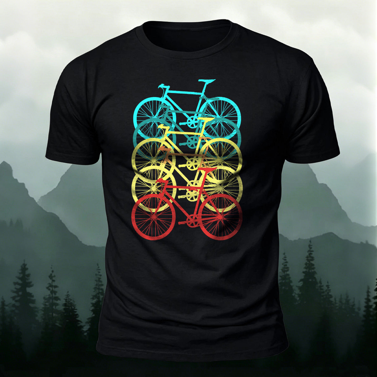 Bicycle Graphic Outdoor Soft Premium Cotton T-Shirt Black