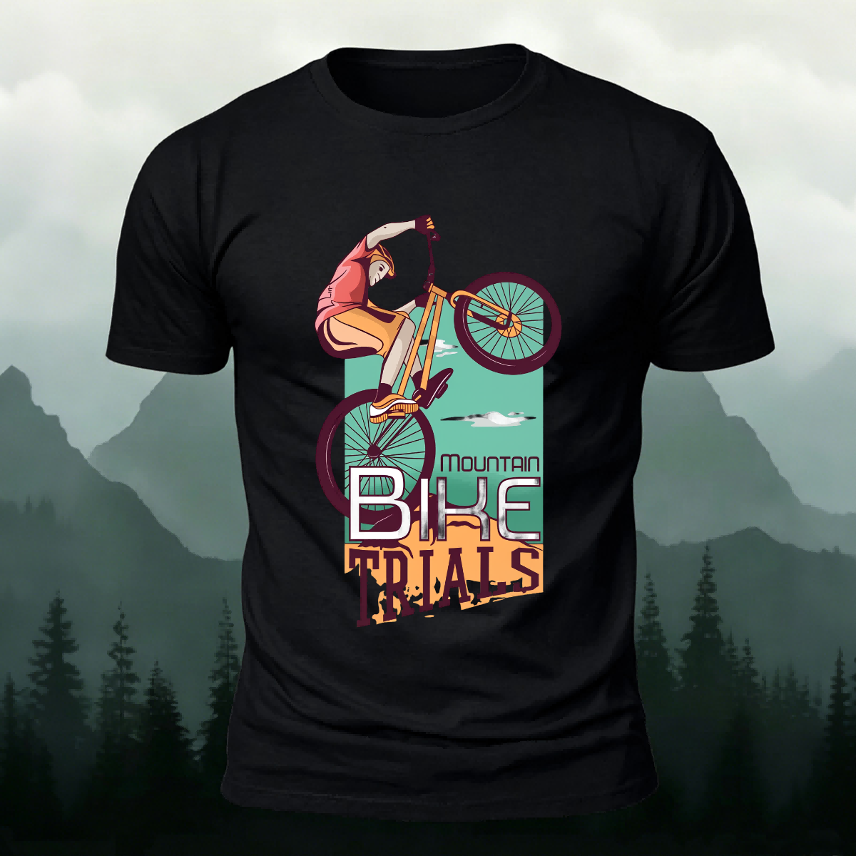 Mountain Biking Printed Fashion Premium Cotton T-Shirt