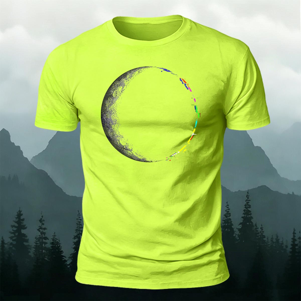 Lunar Eclipse Fashion Print Casual Cotton T-Shirt