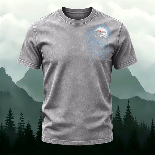 Washed Cotton Bird Totem Print T-Shirt