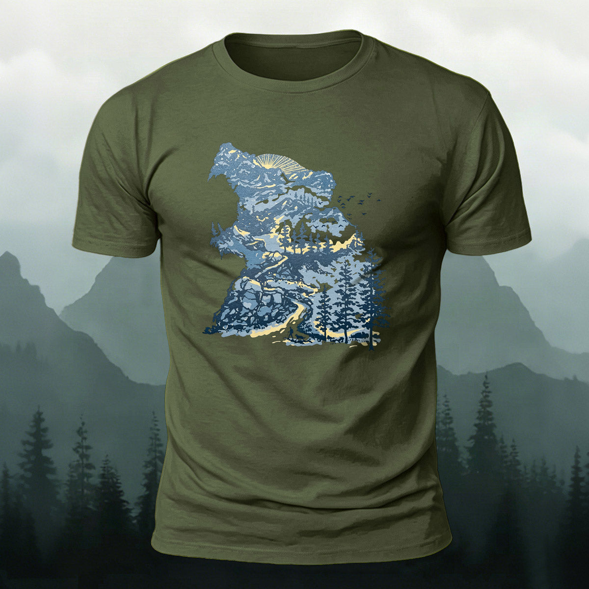 Art Forest Print Casual Soft-Touch Cotton T-Shirt