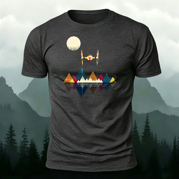 Color Graphic Print Premium Cotton Casual T-Shirt Dark Grey